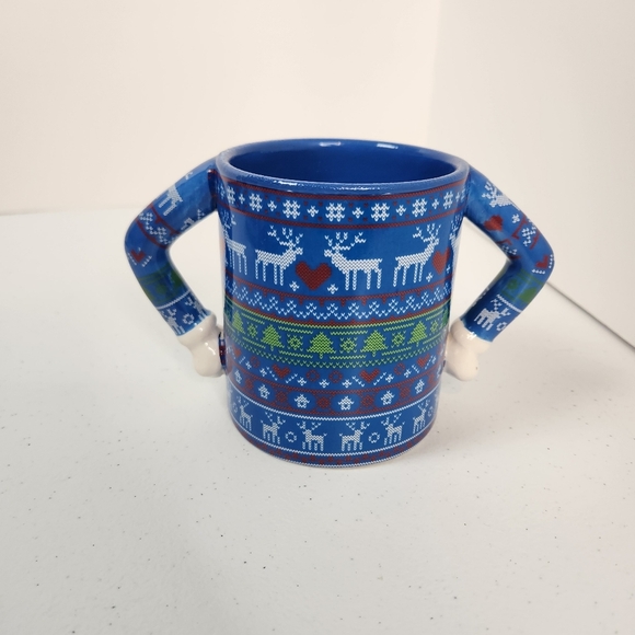 Holiday Time Ugly Christmas Sweater Coffee Mug Blue - Picture 3 of 5